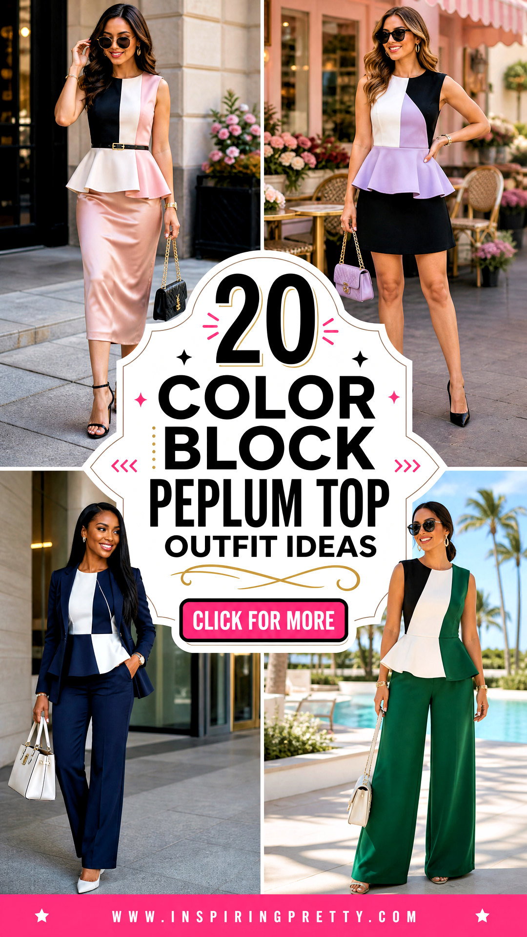20 Color Block Peplum Top Outfit Ideas for Chic Weekends - 20 Color Block Peplum Top Outfit Ideas for Chic Weekends