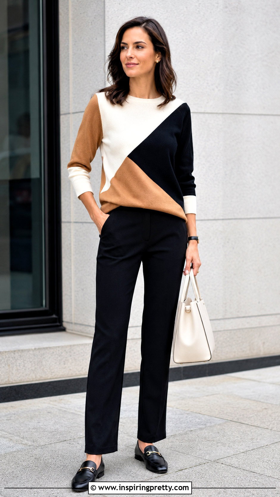Color Block Sunday Top With Black Pants - 50 sunday top design