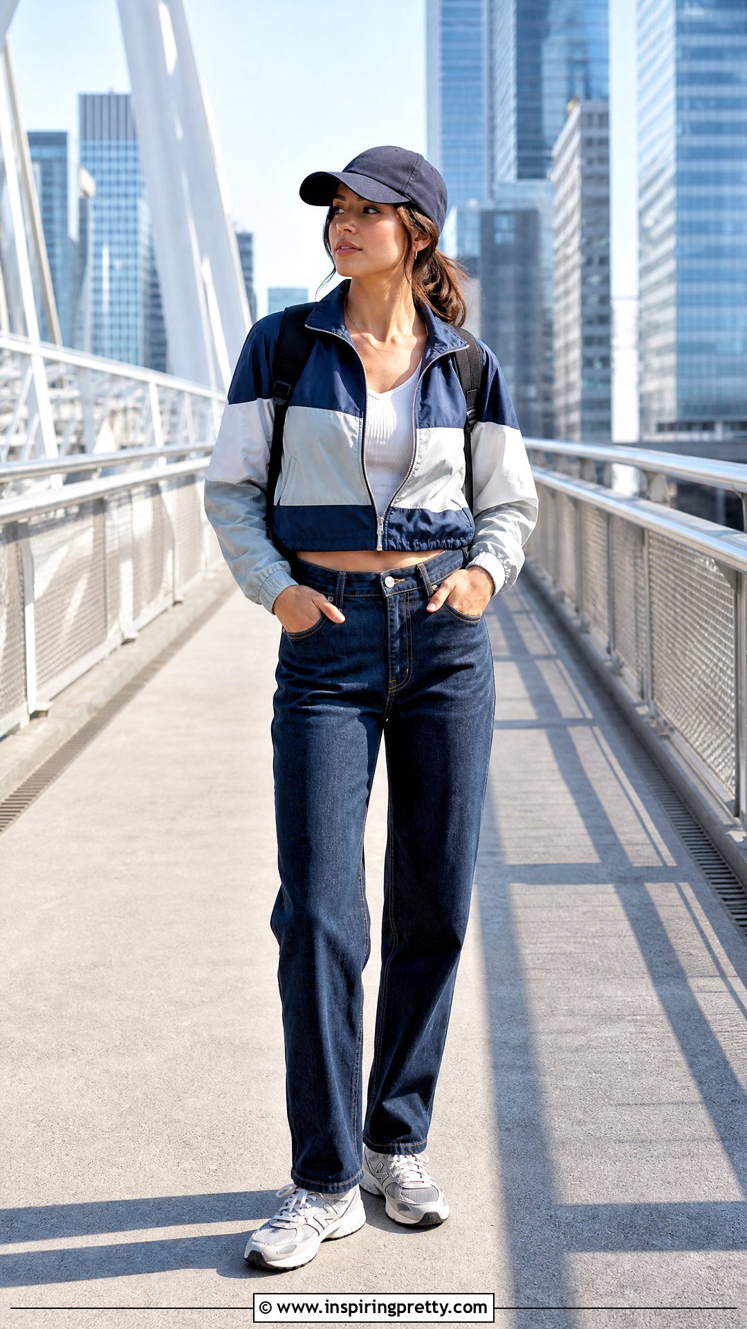 Color Block Windbreaker And Straight Jeans Streetwear Outfit - 50 streetwear tops outfit ideas