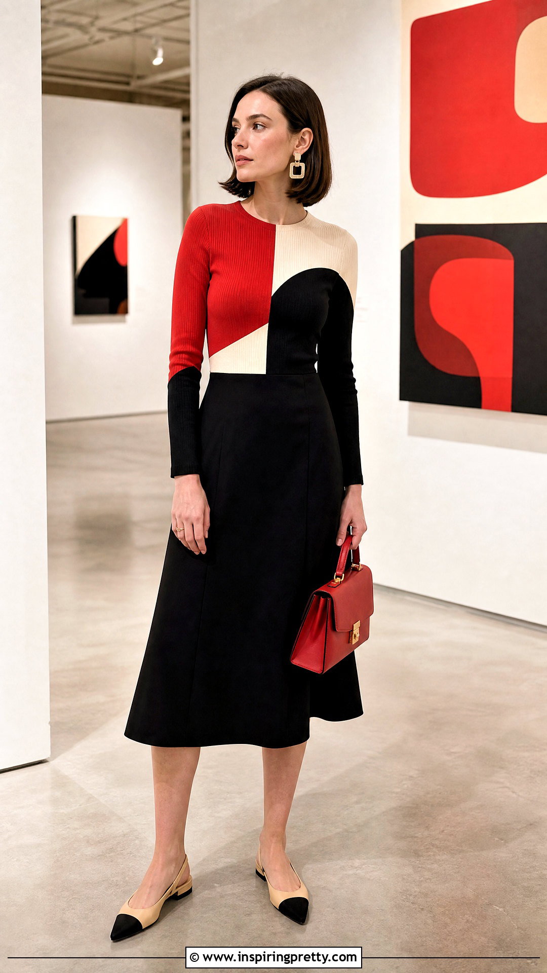 Colorblock Statement Top With Black Skirt - 50 statement tops outfit ideas