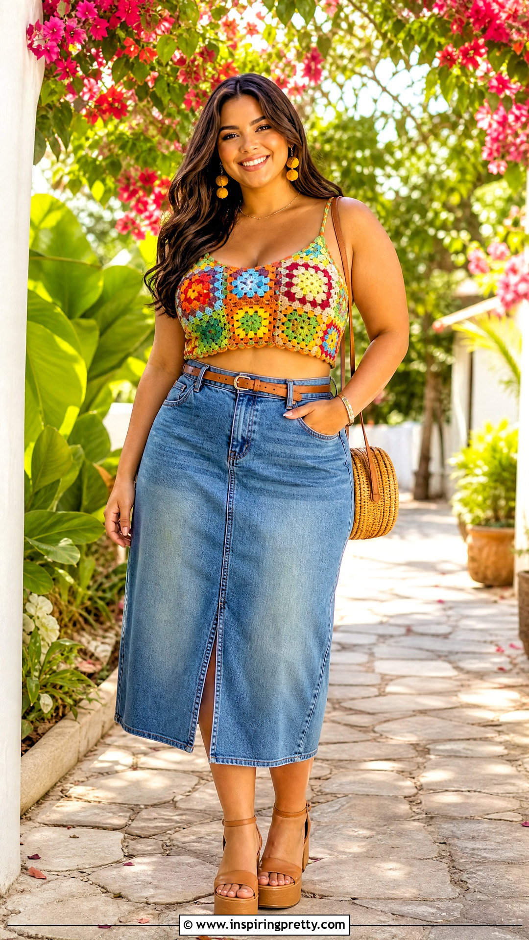 Colorful Crochet Crop Top With Denim Skirt - 20 crochet tops on hangers