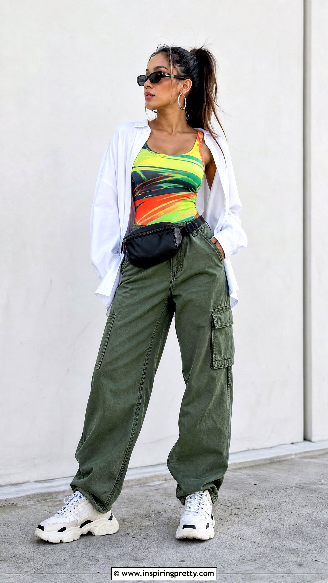 Colorful Graphic Tank Top With Cargo Pants - 20 Colorful Graphic Tank Top outfit ideas