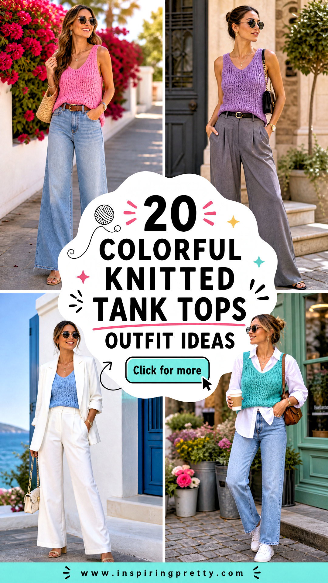 20 Colorful Knitted Tank Tops Outfit Ideas for Sunny Days - 20 Colorful Knitted Tank Tops Outfit Ideas for Sunny Days