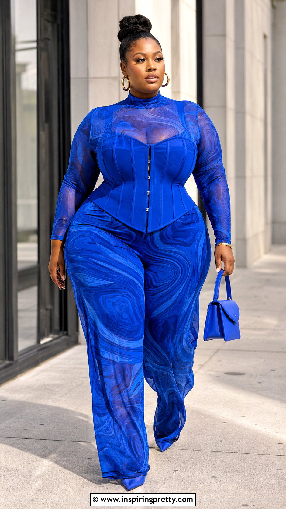 Colorful Mesh Top With Corset And Matching Pants - 20 mesh top corset outfit ideas