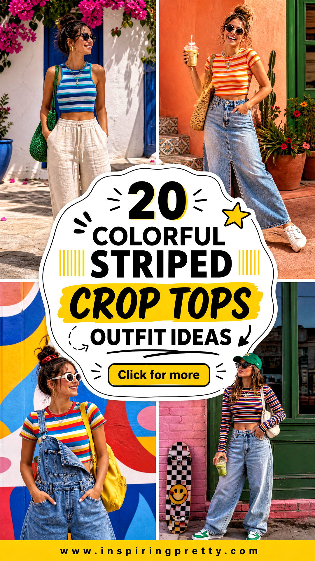20 Colorful Striped Crop Tops Outfit Ideas for Summer Style - 20 Colorful Striped Crop Tops Outfit Ideas for Summer Style