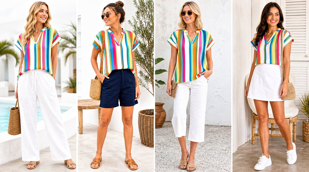 20 Colorful Striped Summer Top Outfit Ideas for Sunny-Day Style