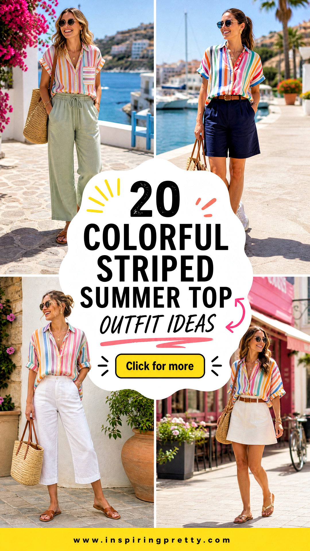 20 Colorful Striped Summer Top Outfit Ideas for Sunny-Day Style - 20 Colorful Striped Summer Top Outfit Ideas for Sunny-Day Style