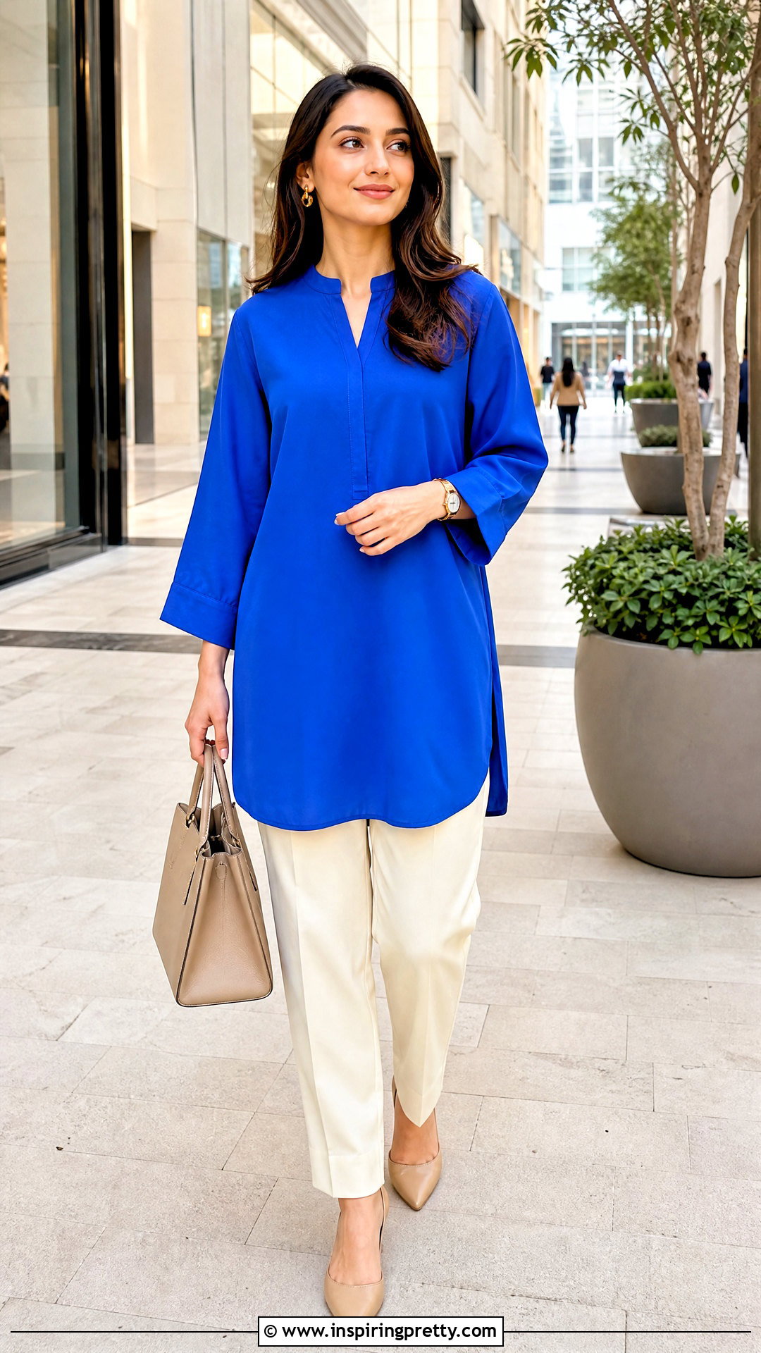 Colorful Tunic With Neutral Pants - 50 tunic tops outfit ideas
