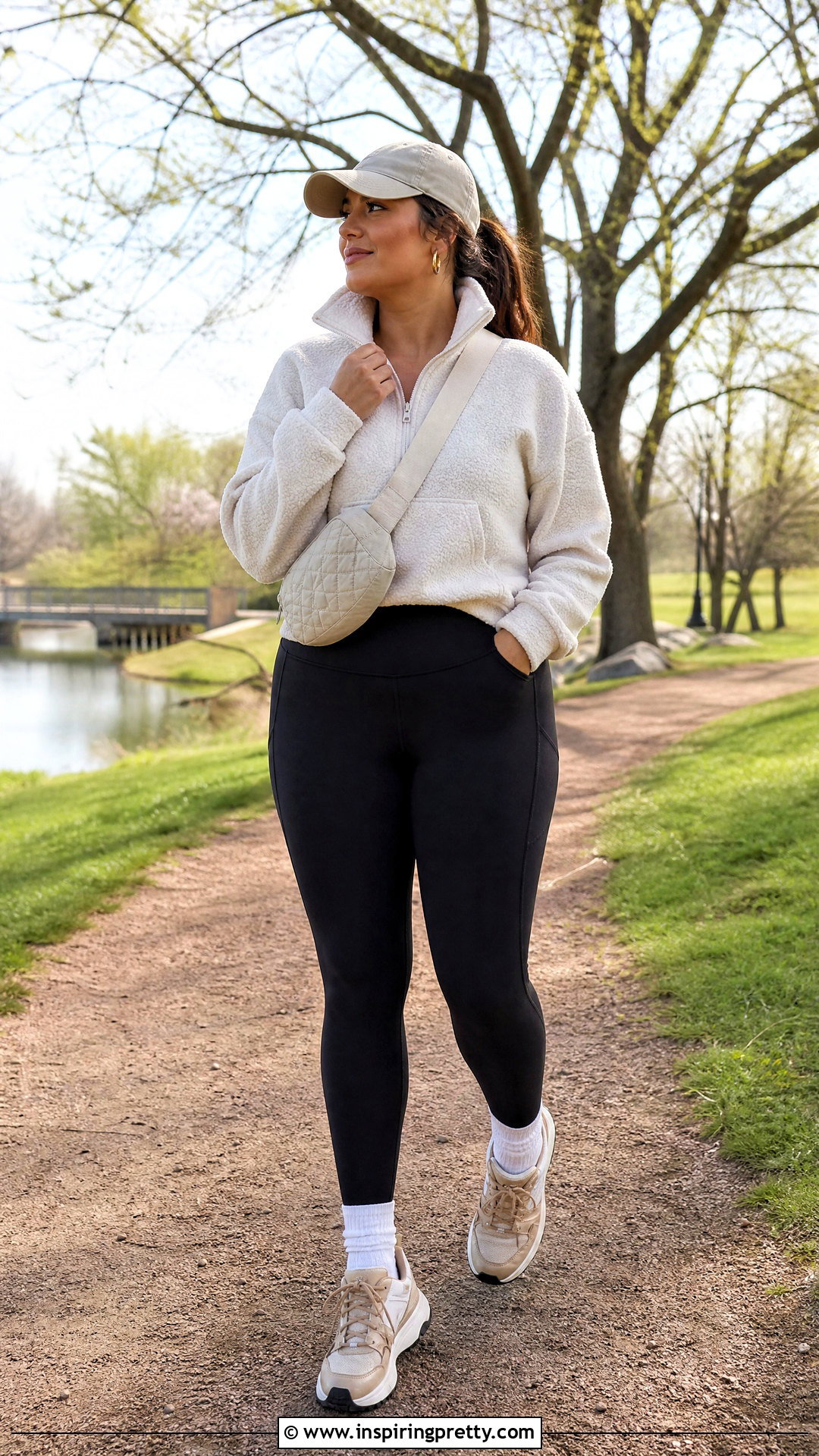 Columbia Fleece Pullover With Black Leggings - 20 columbia tops outfit ideas