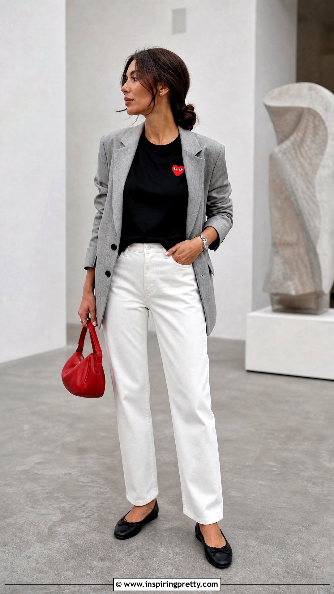Comme Des Garons Black T Shirt With White Jeans - 25 comme des garcons tops outfit ideas