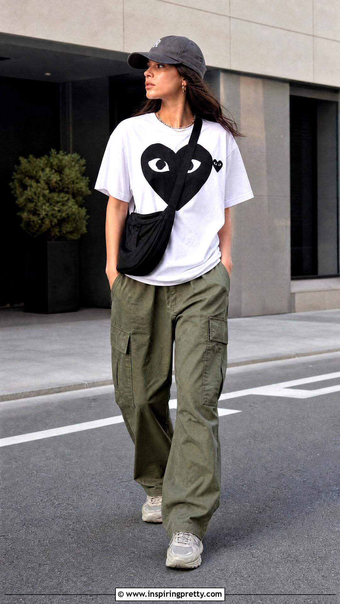 Comme Des Garons Graphic Top With Cargo Pants - 25 comme des garcons tops outfit ideas