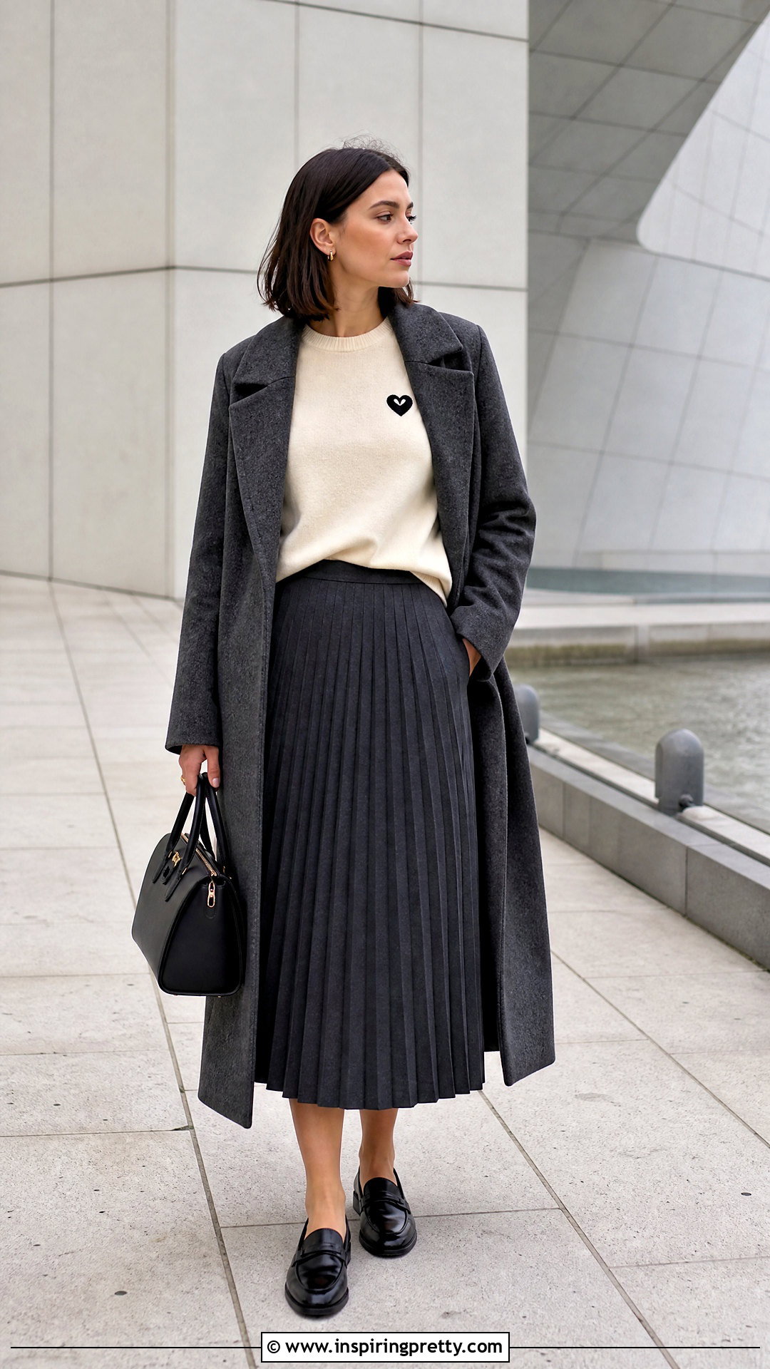 Comme Des Garons Heart Sweater With Pleated Skirt - 25 comme des garcons tops outfit ideas