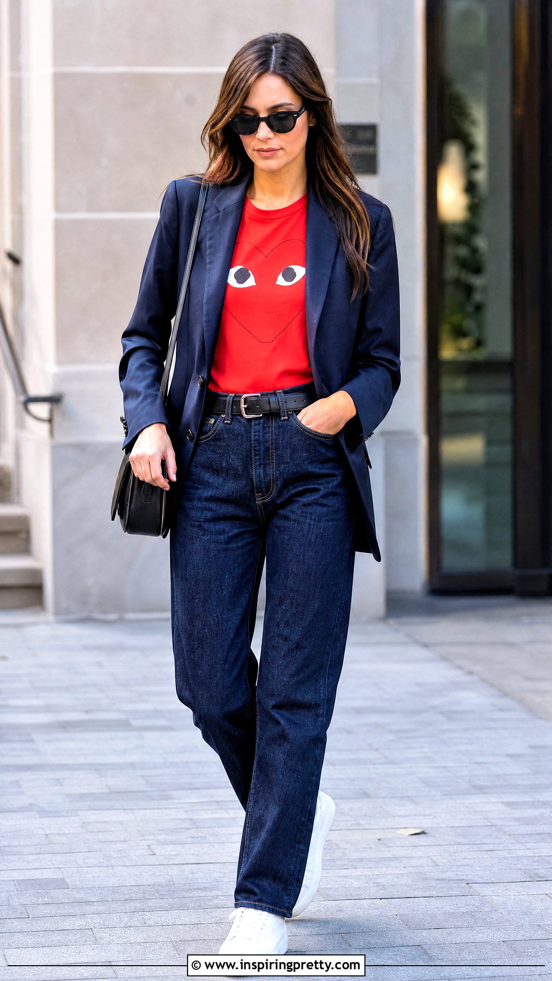Comme Des Garons Red T Shirt With Dark Denim - 25 comme des garcons tops outfit ideas