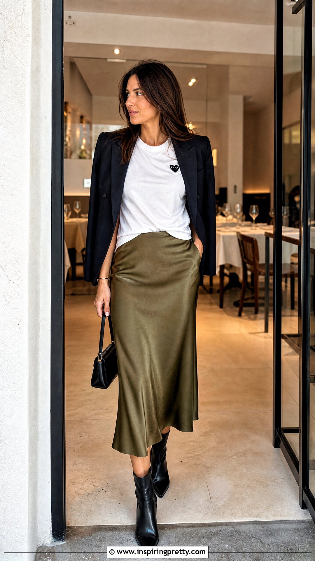 Comme Des Garons T Shirt With Satin Midi Skirt - 25 comme des garcons tops outfit ideas