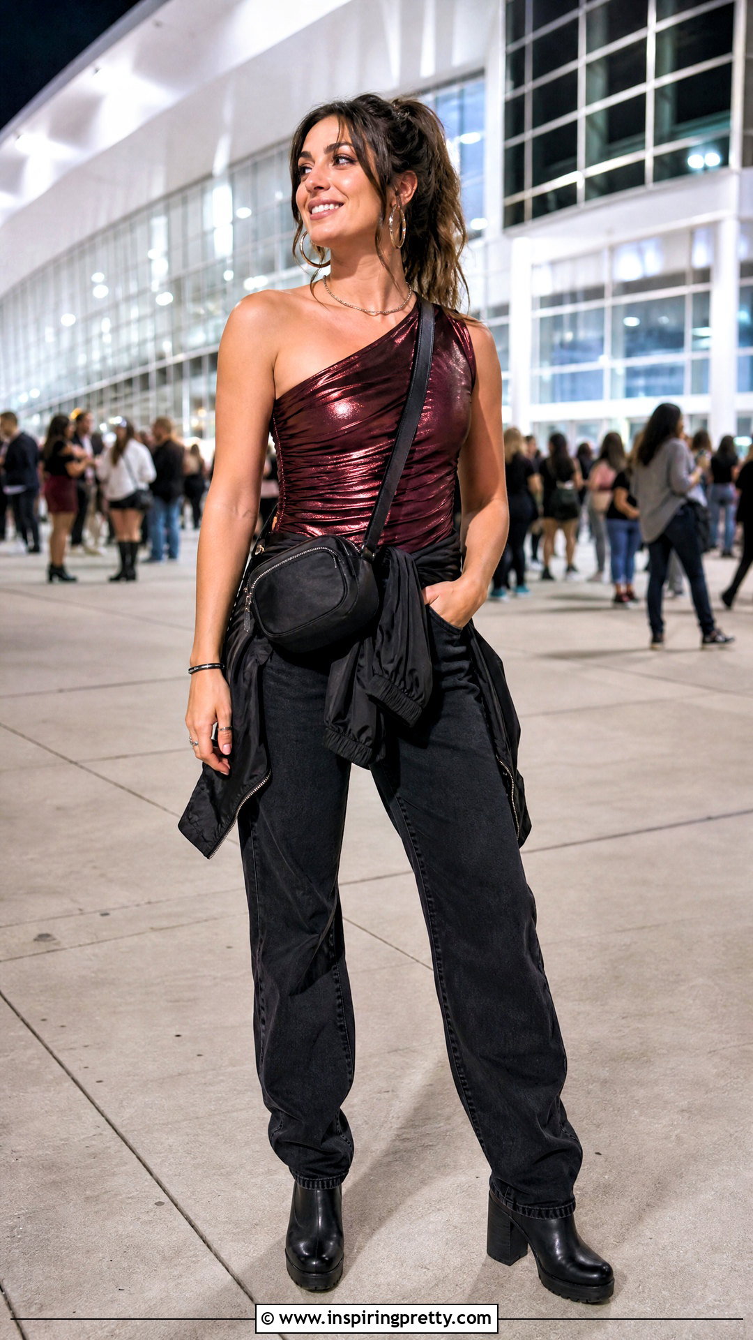 Concert Asymmetrical Top With Black Jeans - 50 asymmetrical tops outfit ideas