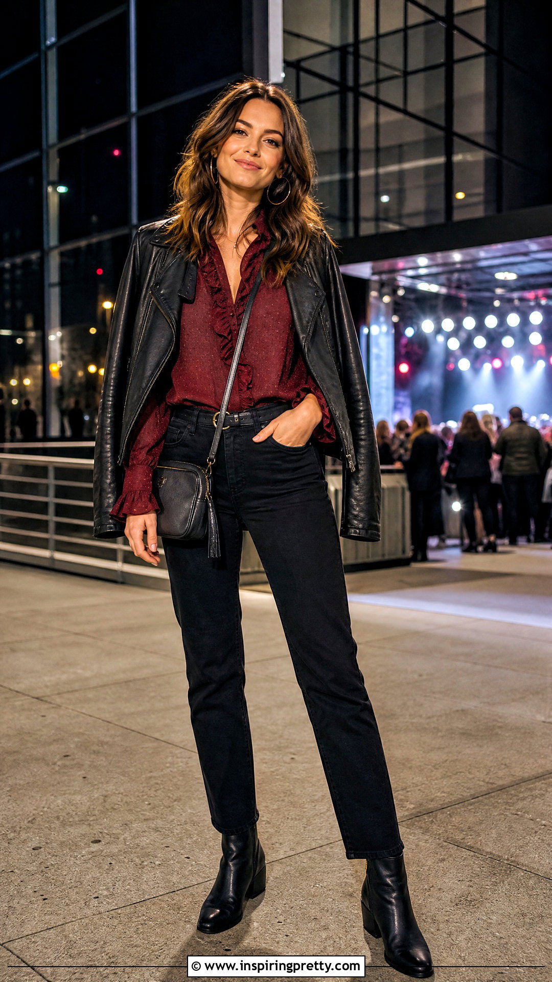 Concert Frill Top With Black Jeans And Boots - 50 frill top outfit ideas