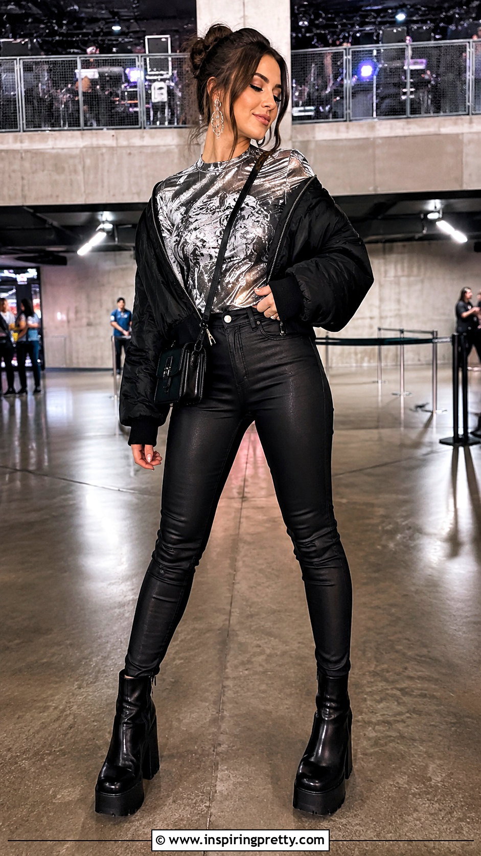Concert Long Sleeve Going Out Top With Coated Jeans - 50 long sleeve going out tops outfit ideas