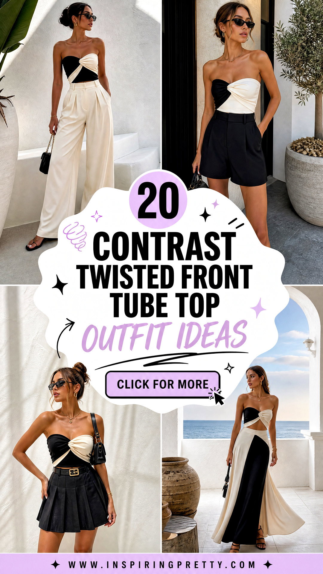 20 Contrast Twisted Front Tube Top Outfit Ideas to Try Now - 20 Contrast Twisted Front Tube Top Outfit Ideas to Try Now