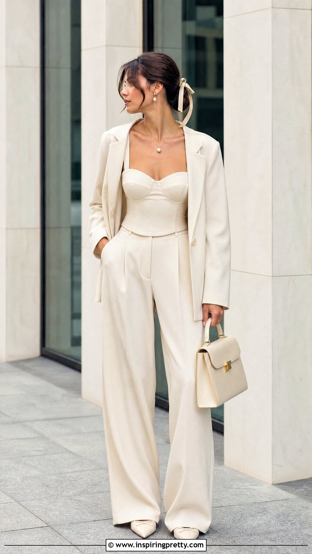 Coquette Bustier Top With Blazer And Trousers - 25 coquette style tops outfit ideas