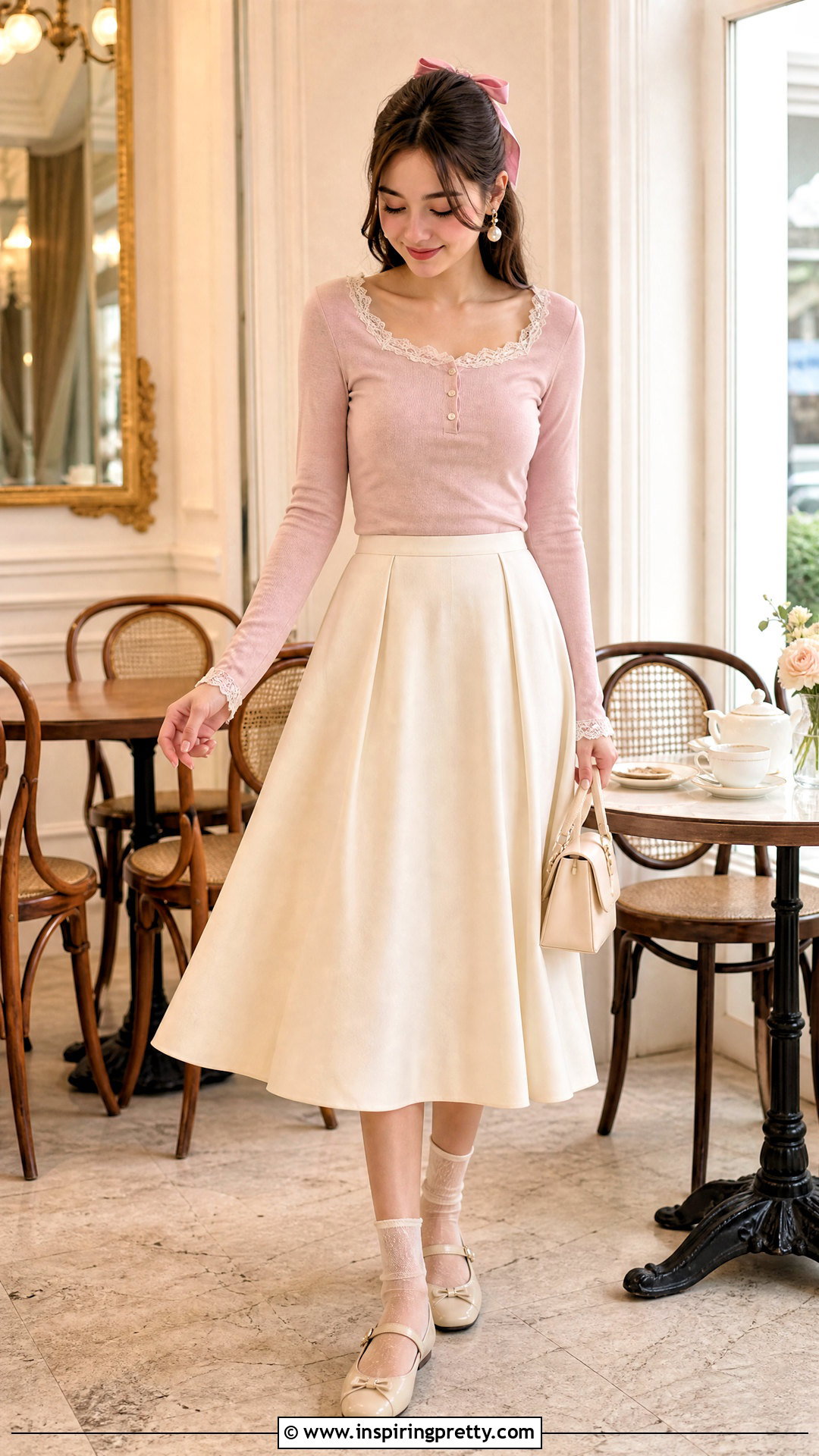 Coquette Lace Long Sleeve Top Outfit - 50 long sleeve tops aesthetics