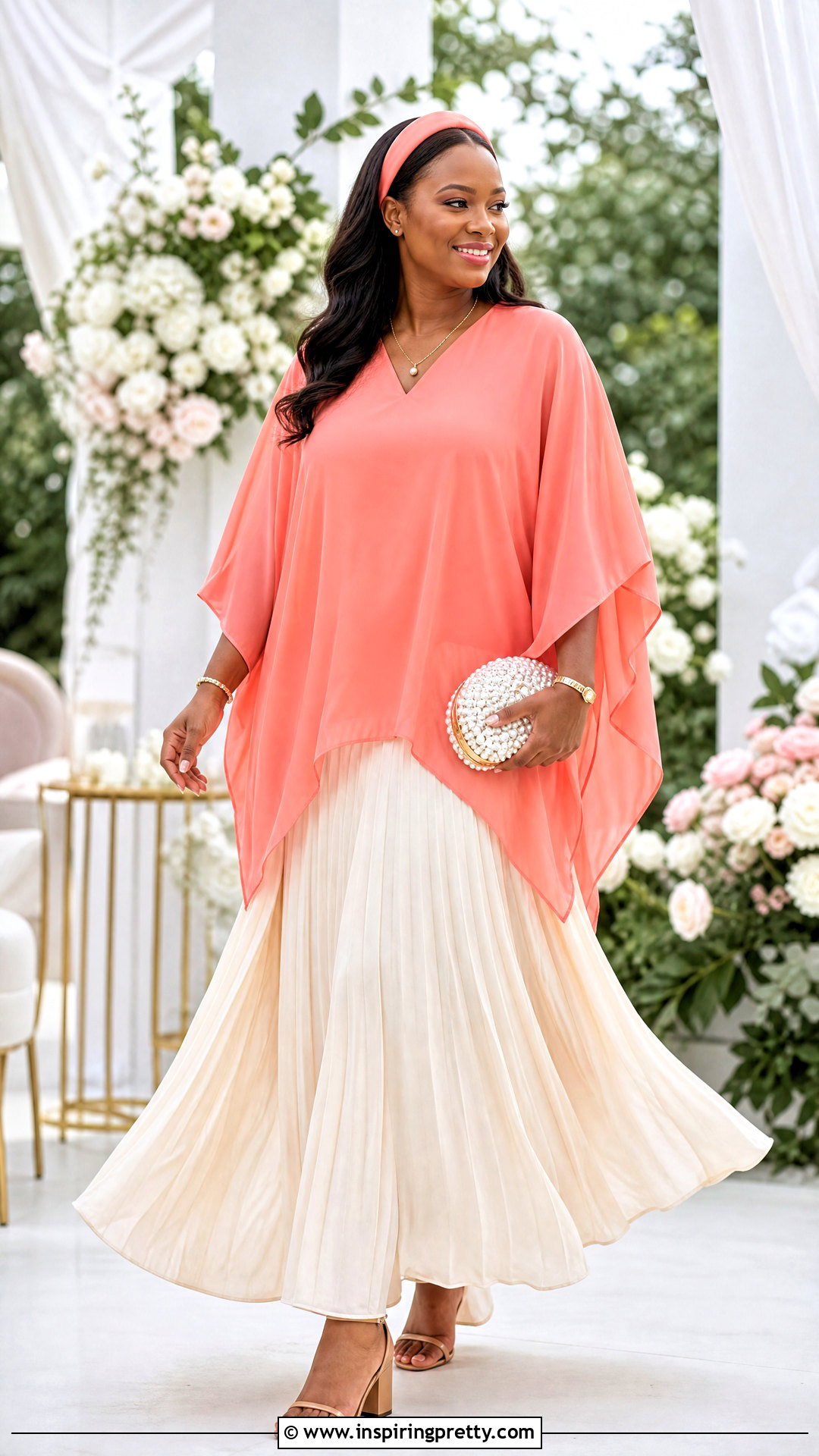 Coral Bubu Top And Cream Skirt Outfit - 50 bubu top and skirt outfits