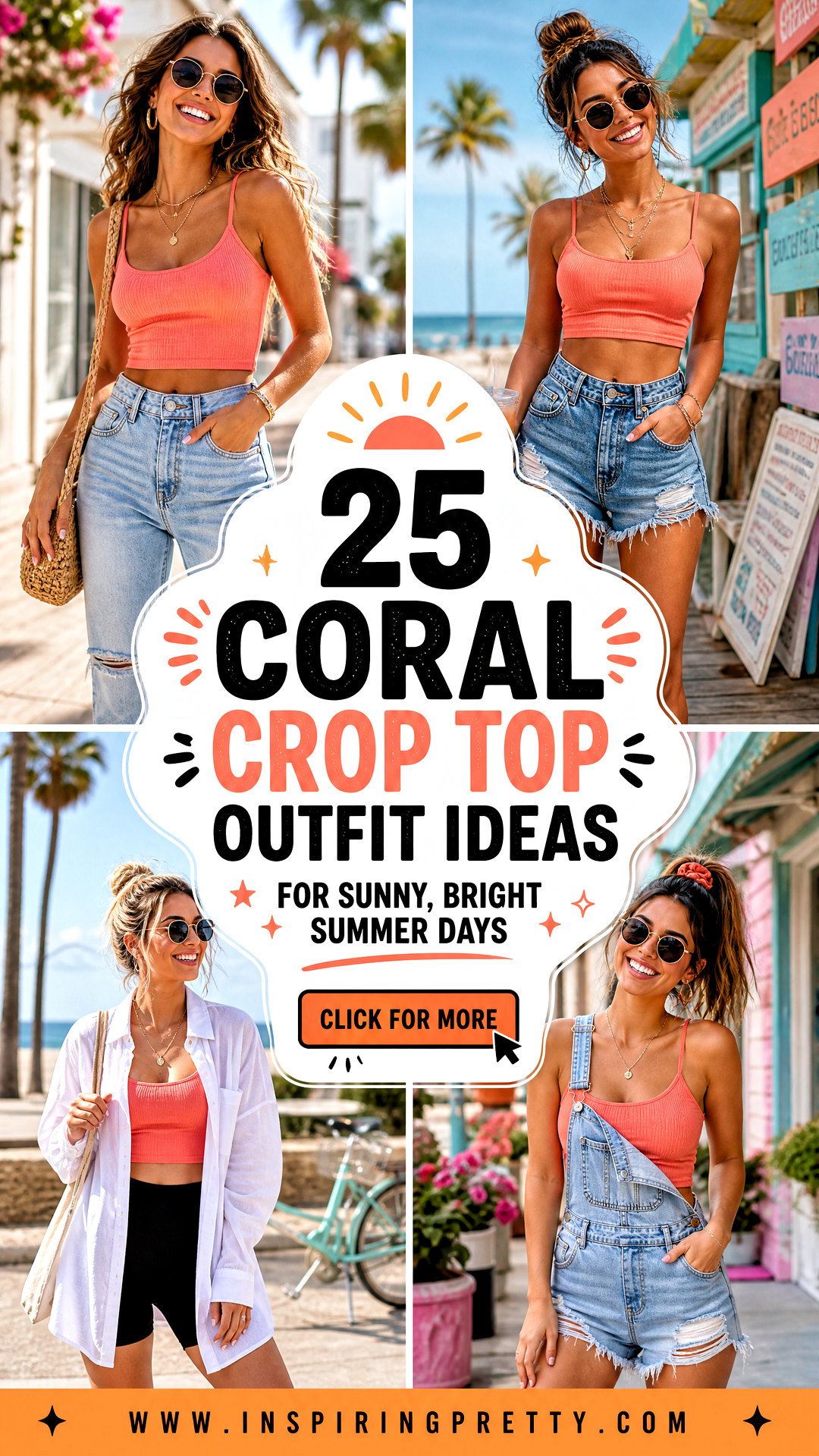 25 Coral Crop Top Outfit Ideas for Sunny Bright Summer Days - 25 Coral Crop Top Outfit Ideas for Sunny, Bright Summer Days