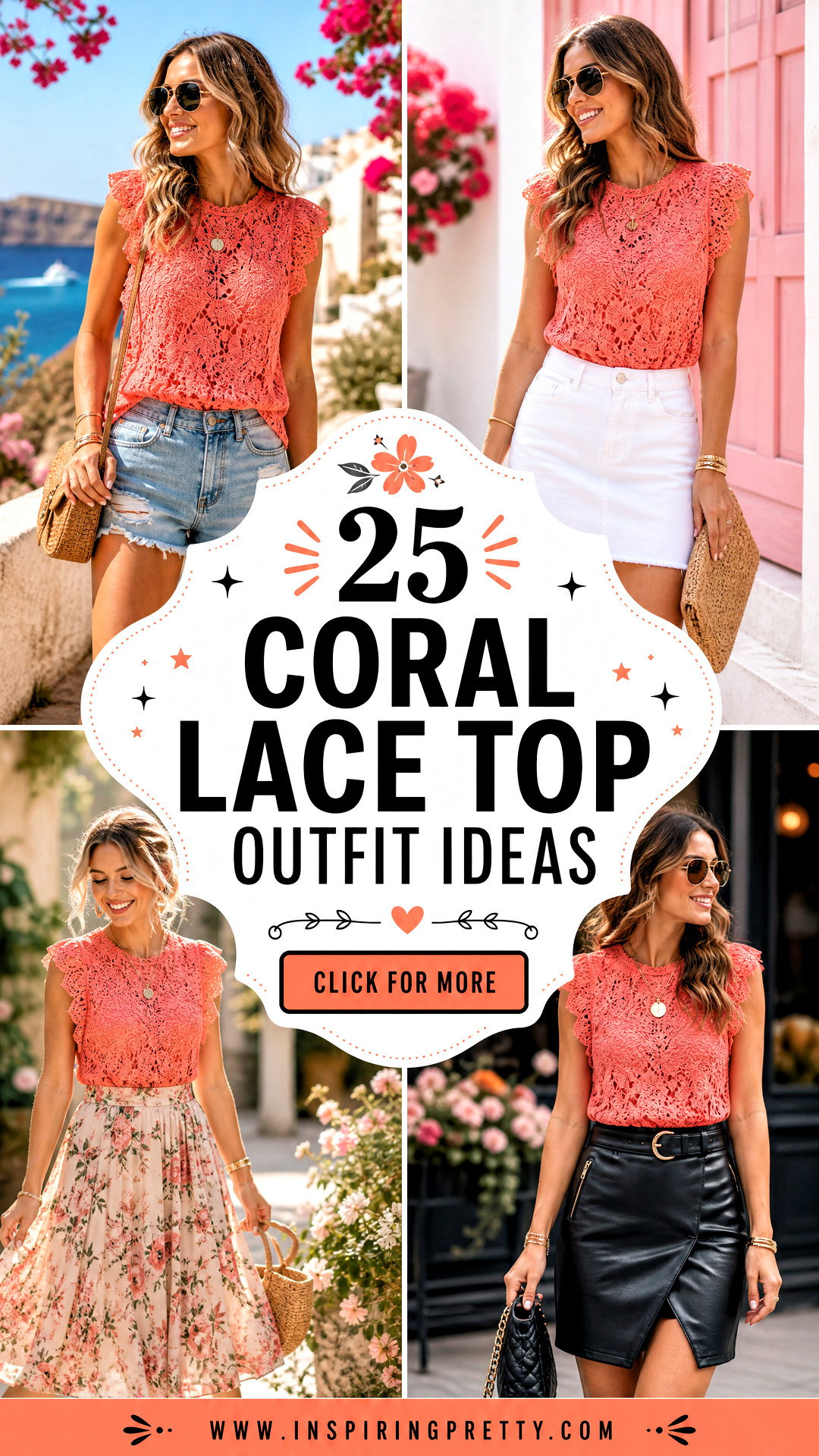 25 Coral Lace Top Outfit Ideas for Romantic Summer Style - 25 Coral Lace Top Outfit Ideas for Romantic Summer Style