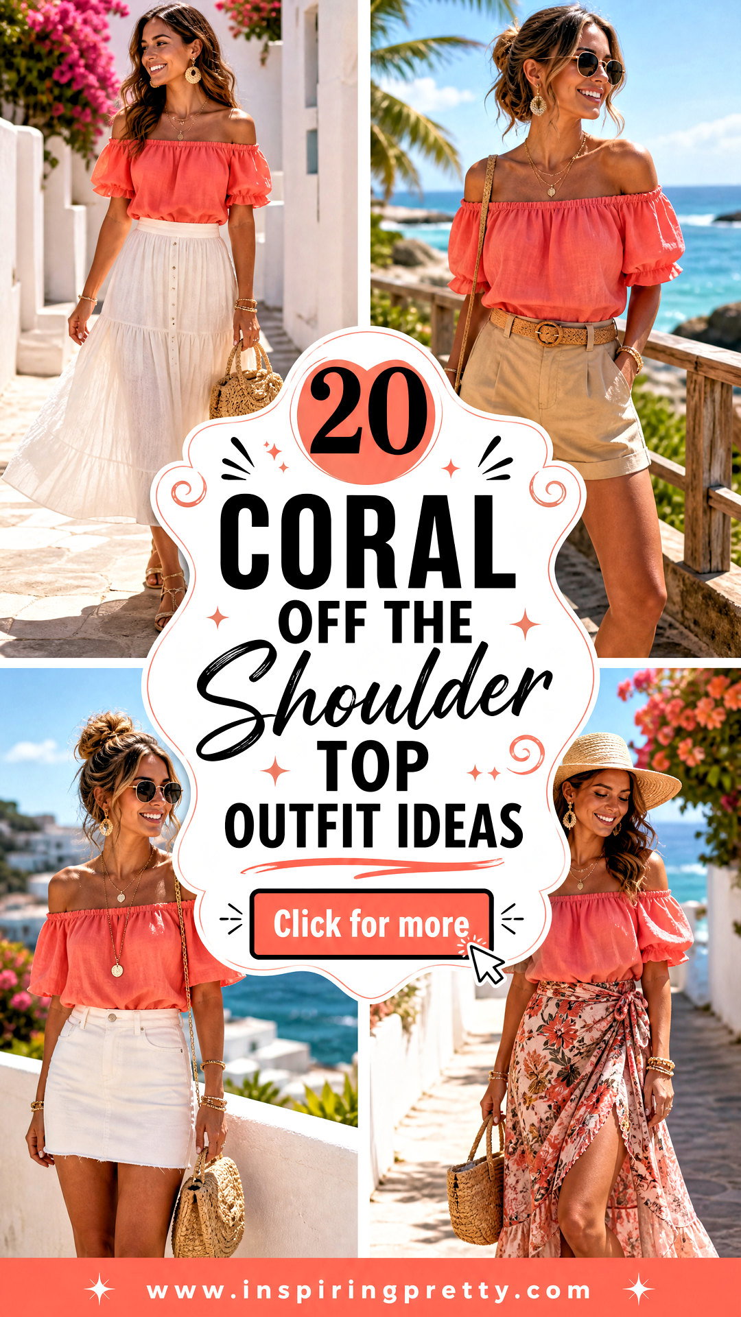 20 Coral Off the Shoulder Top Outfit Ideas for Easy Summer Style - 20 Coral Off the Shoulder Top Outfit Ideas for Easy Summer Style