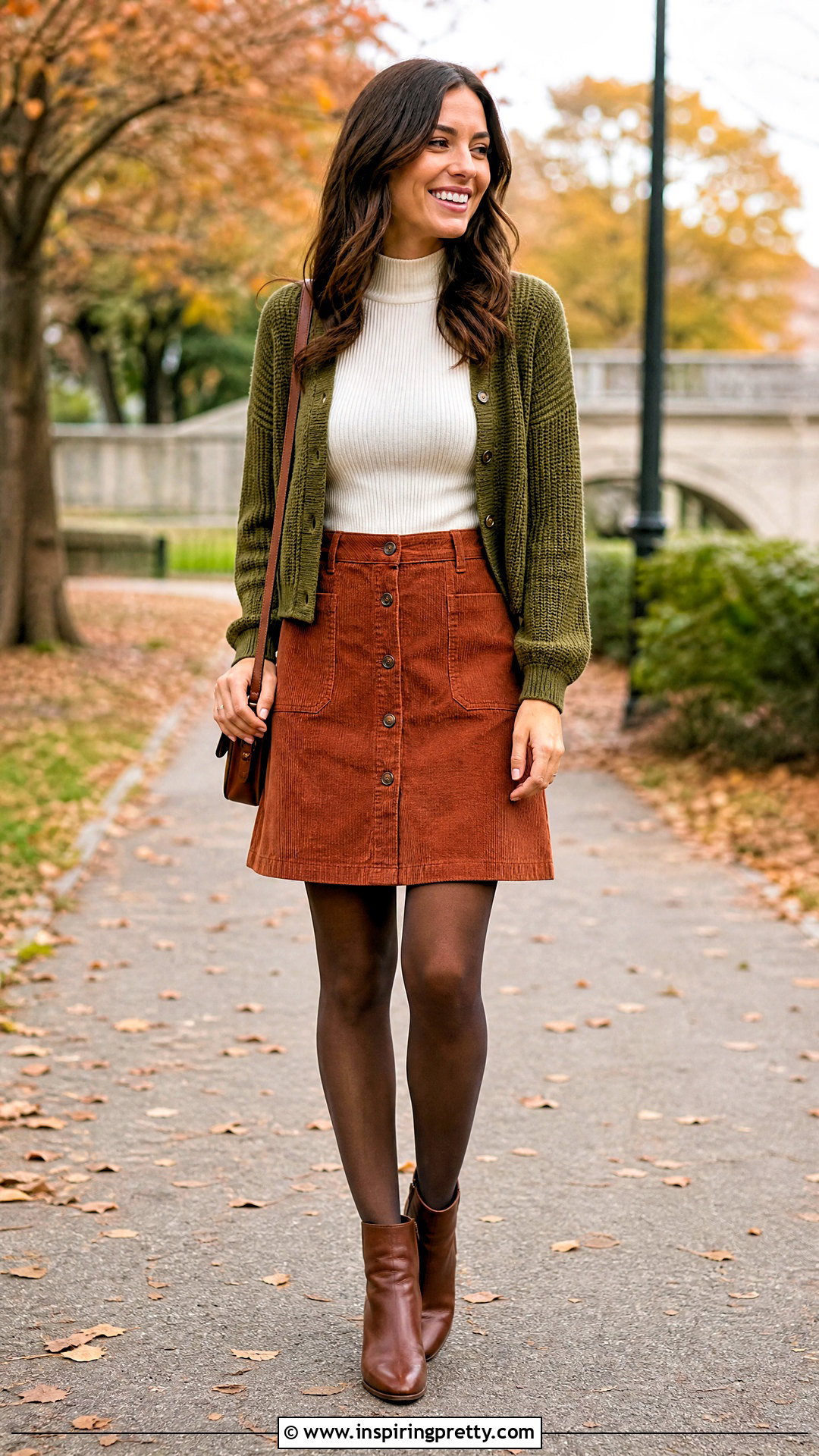 Corduroy Skirt And Mock Neck Top - 50 skirt and top ideas