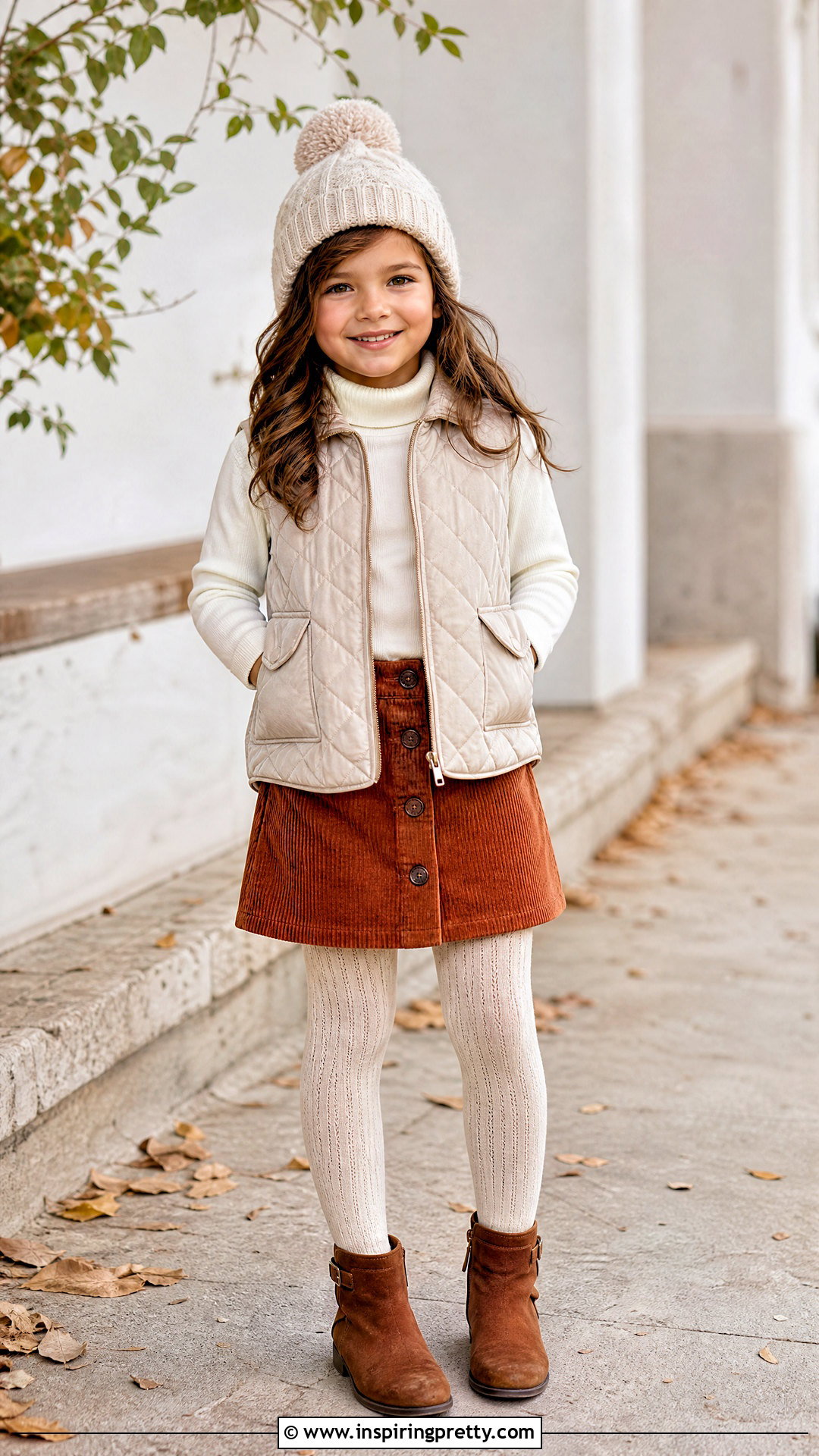 Corduroy Skirt With Turtleneck Top - 50 kids skirt top designs
