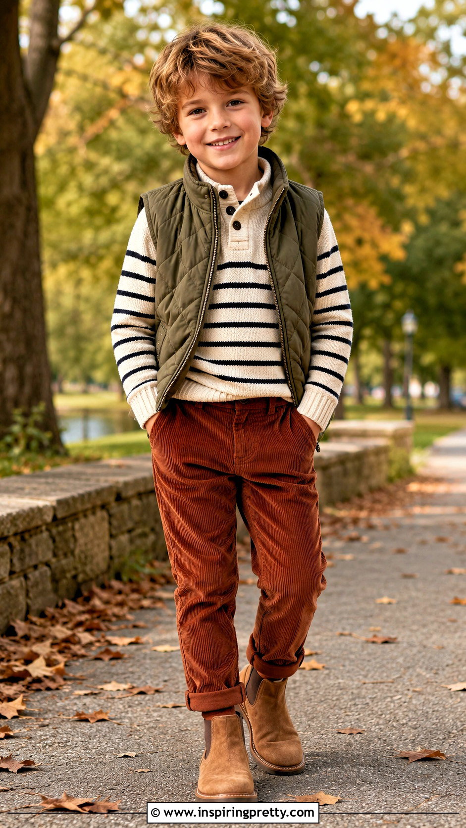 Corduroy Trousers And Knit Sweater Outfit - 50 trouser and top for kids