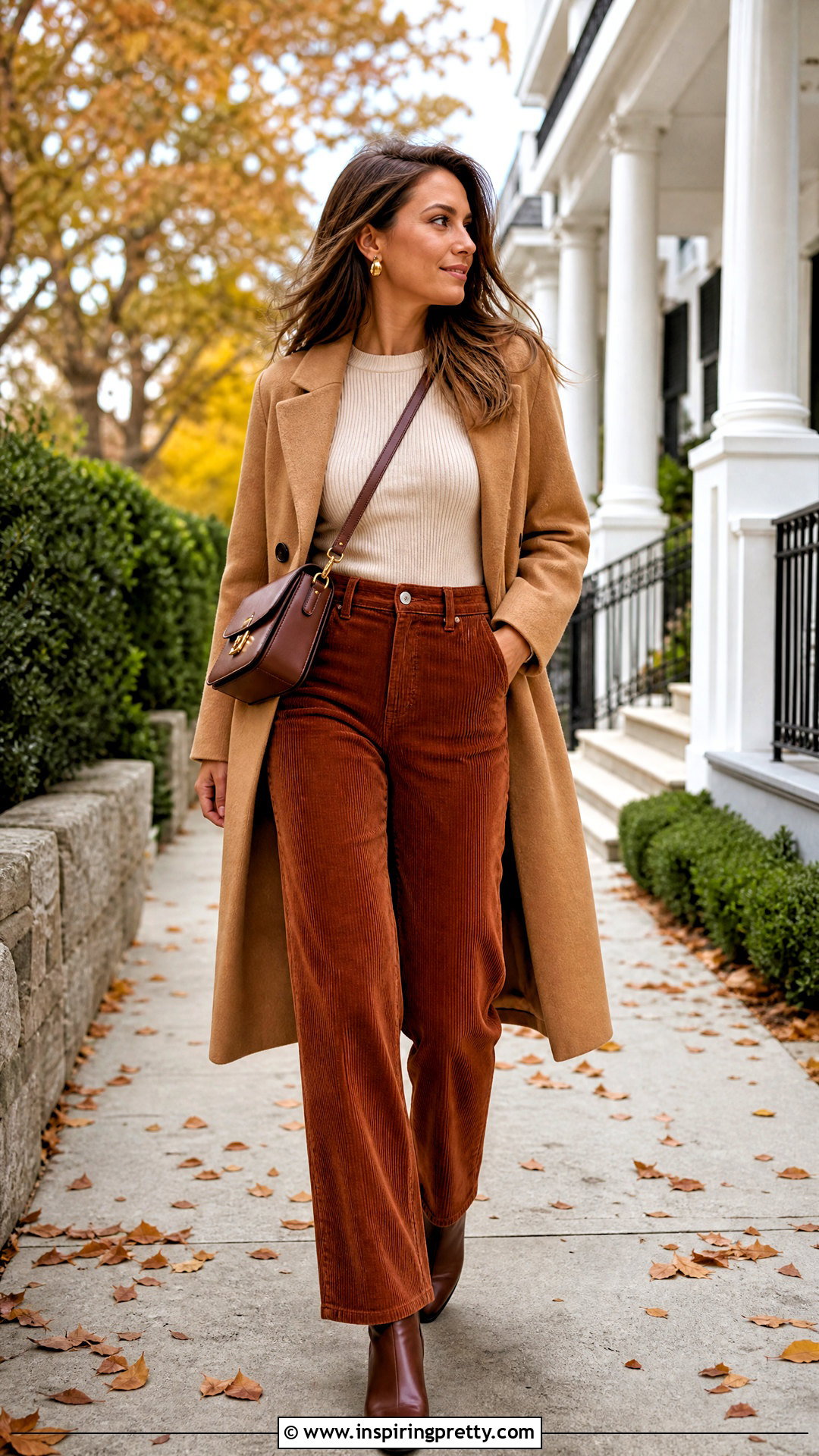 Corduroy Trousers With Ribbed Knit Top - 50 trouser and top for ladies