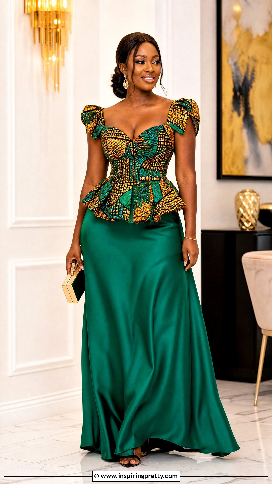 Corset Ankara Peplum Top With Maxi Skirt - 20 pepulam tops ankara ideas