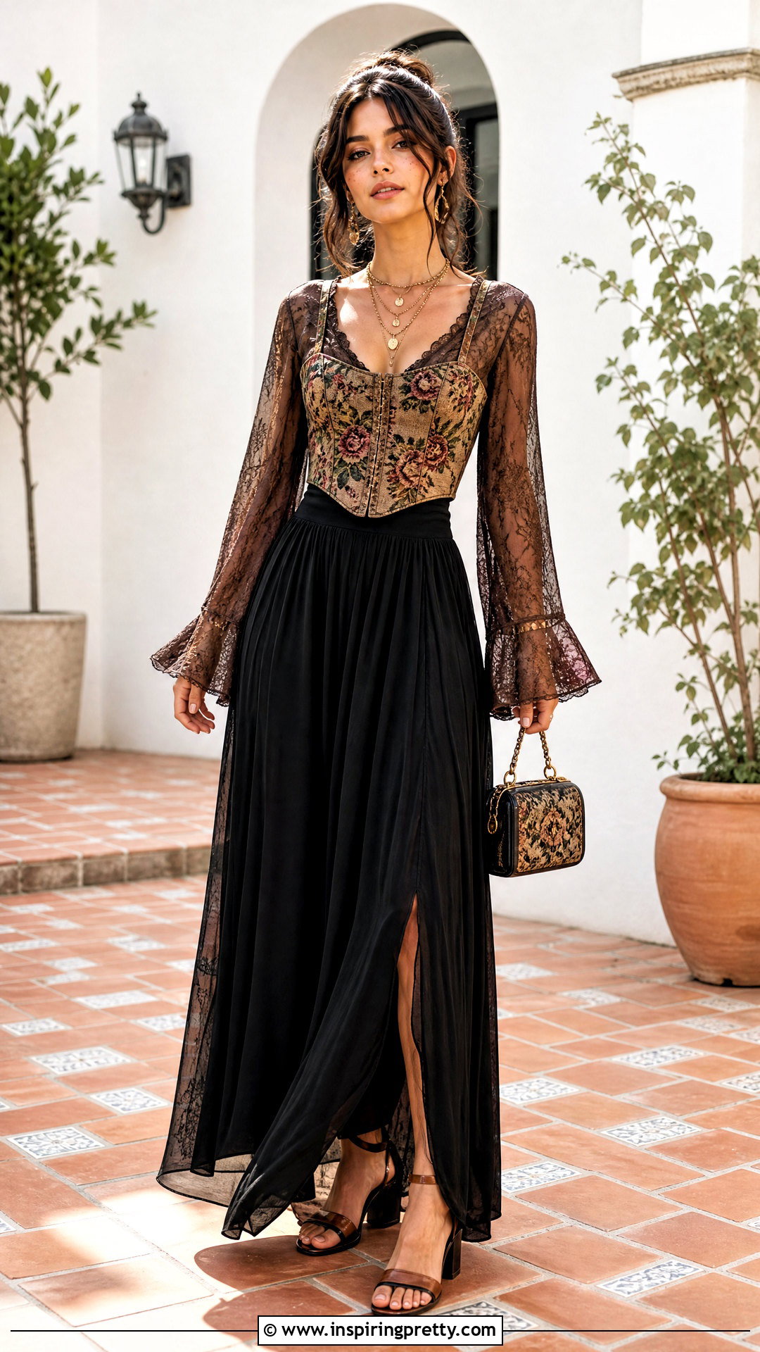 Corset Boho Going Out Top With Maxi Skirt - 25 boho going out tops outfit ideas