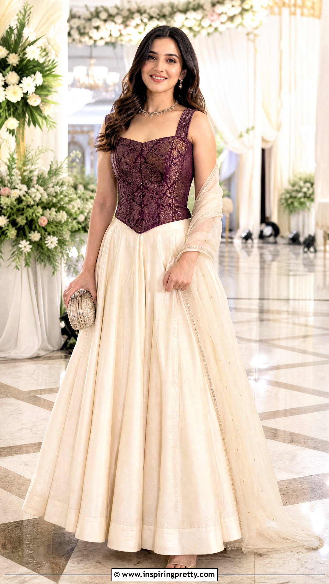 Corset Brocade Top With Full Lehenga - 50 brocade top designs