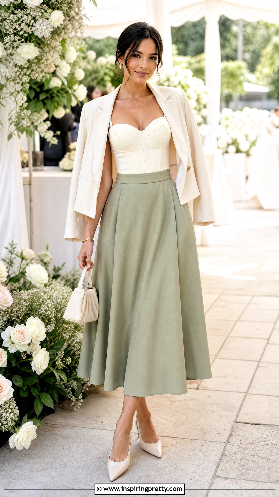 Corset Cami Top With Midi Skirt - 50 cami top outfit ideas