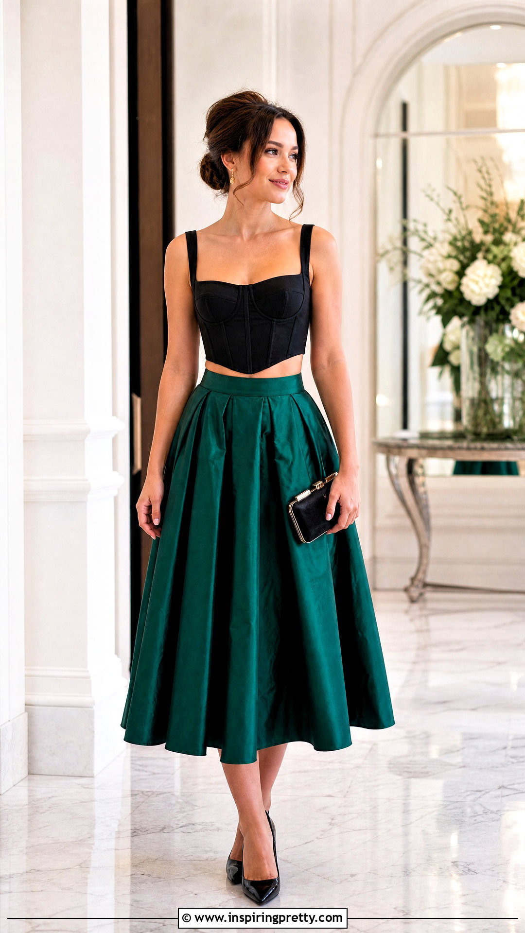 Corset Crop Top And Full Midi Skirt Outfit - 50 Crop Top Skirt outfits