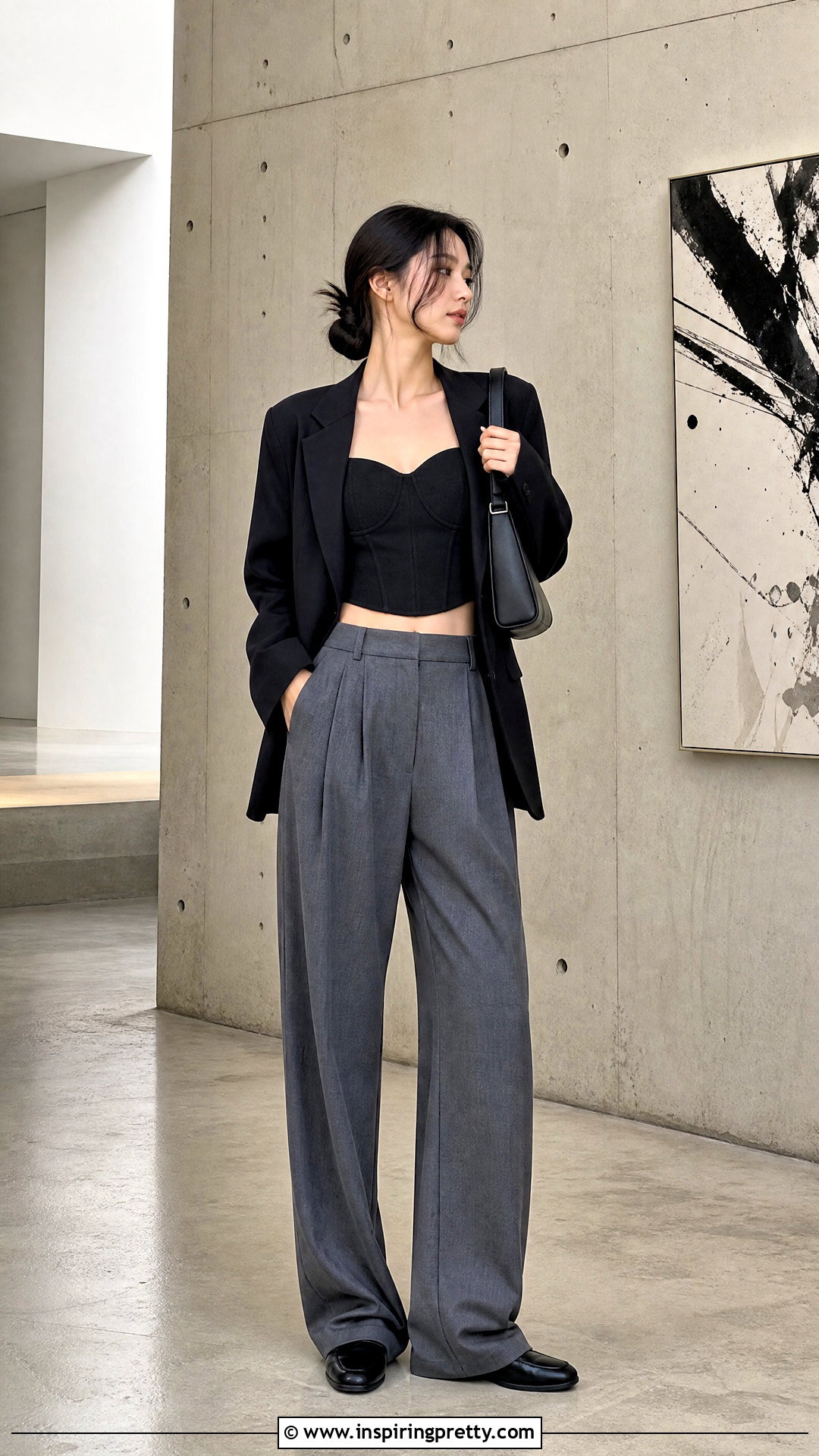 Corset Crop Top With Baggy Trousers Outfit - 50 crop top outfits korean styles