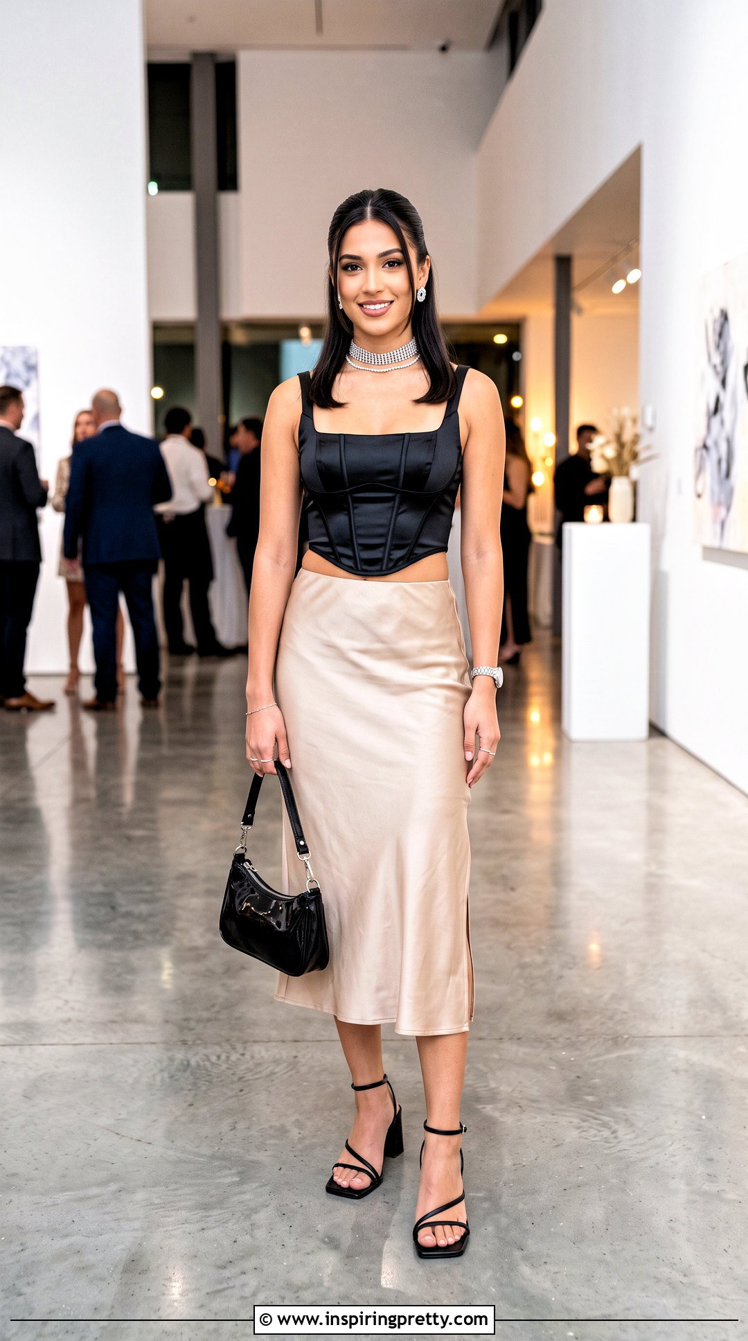 Corset Crop Top With Satin Midi Skirt - 20 crop top y2k outfits