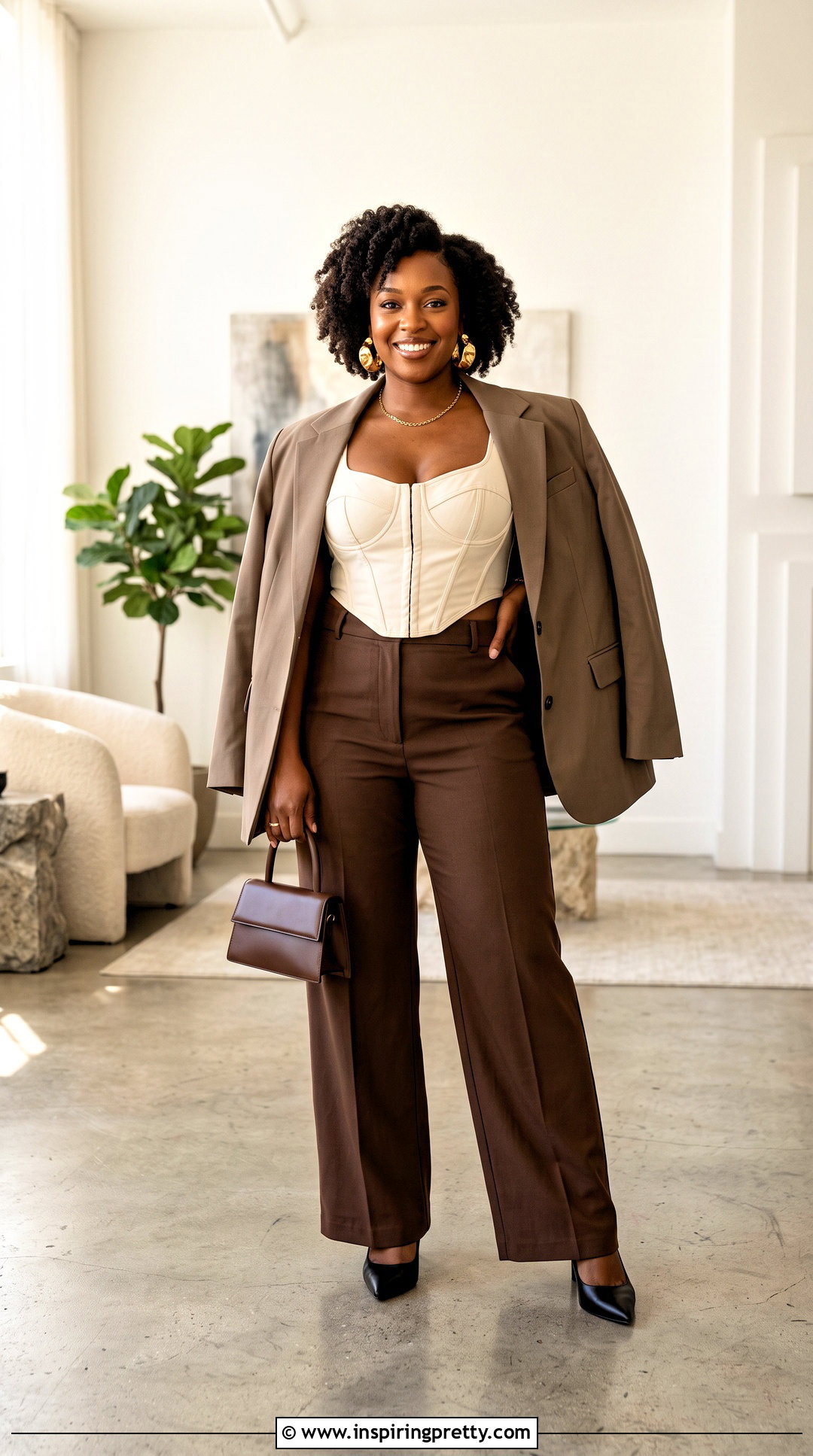 Corset Crop Top With Tailored Trousers - 20 crop top trousers outfit ideas