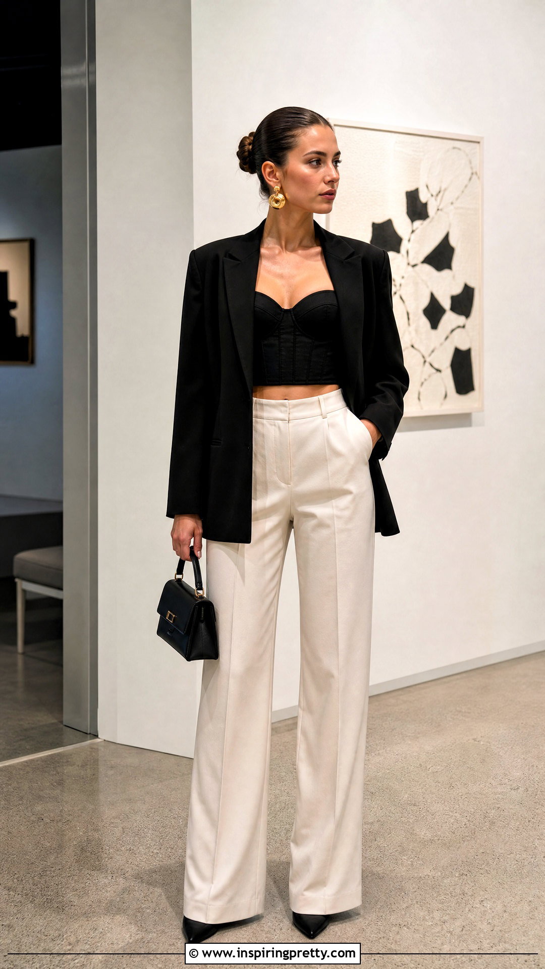 Corset Crop Top With Wide Leg Pants - 50 stylish crop top outfit ideas