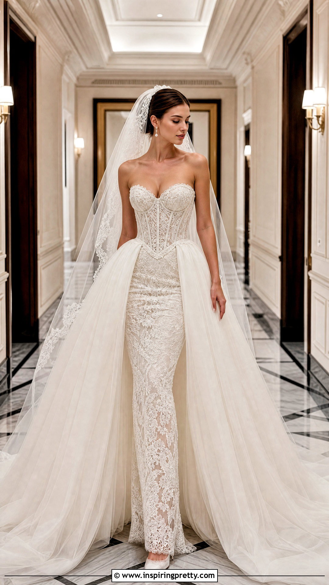 Corset Dress With Detachable Overskirt - 50 corset top wedding dress outfit ideas