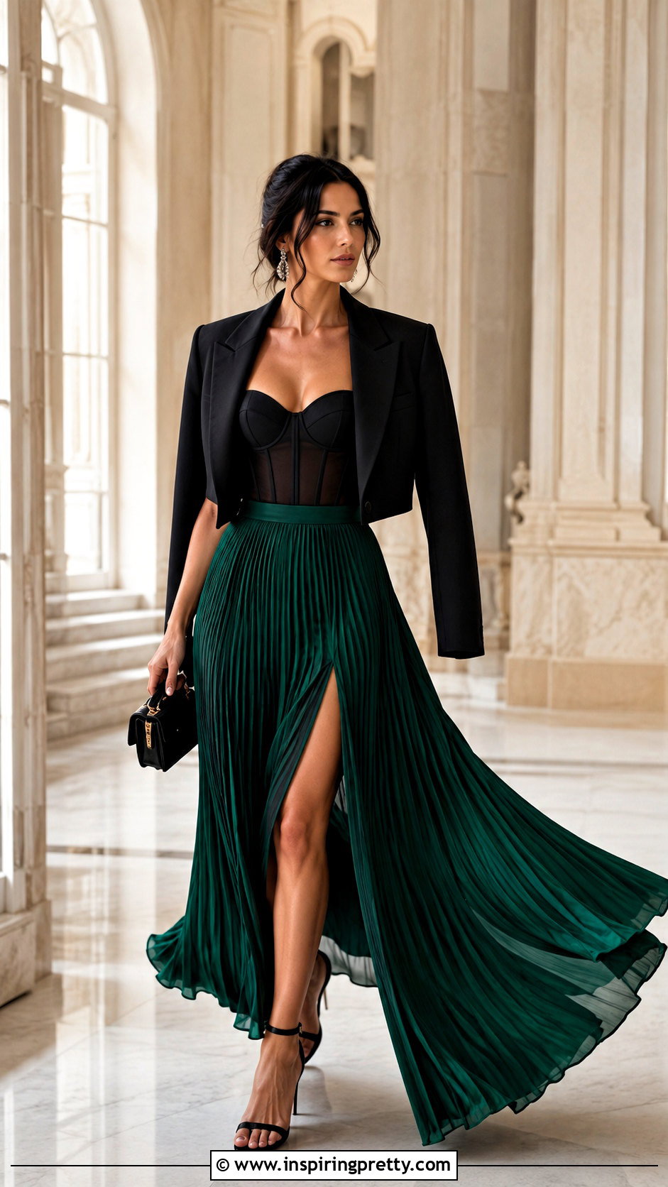 Corset Formal Bustier Top With Pleated Maxi Skirt - 25 Formal Bustier Top outfit ideas