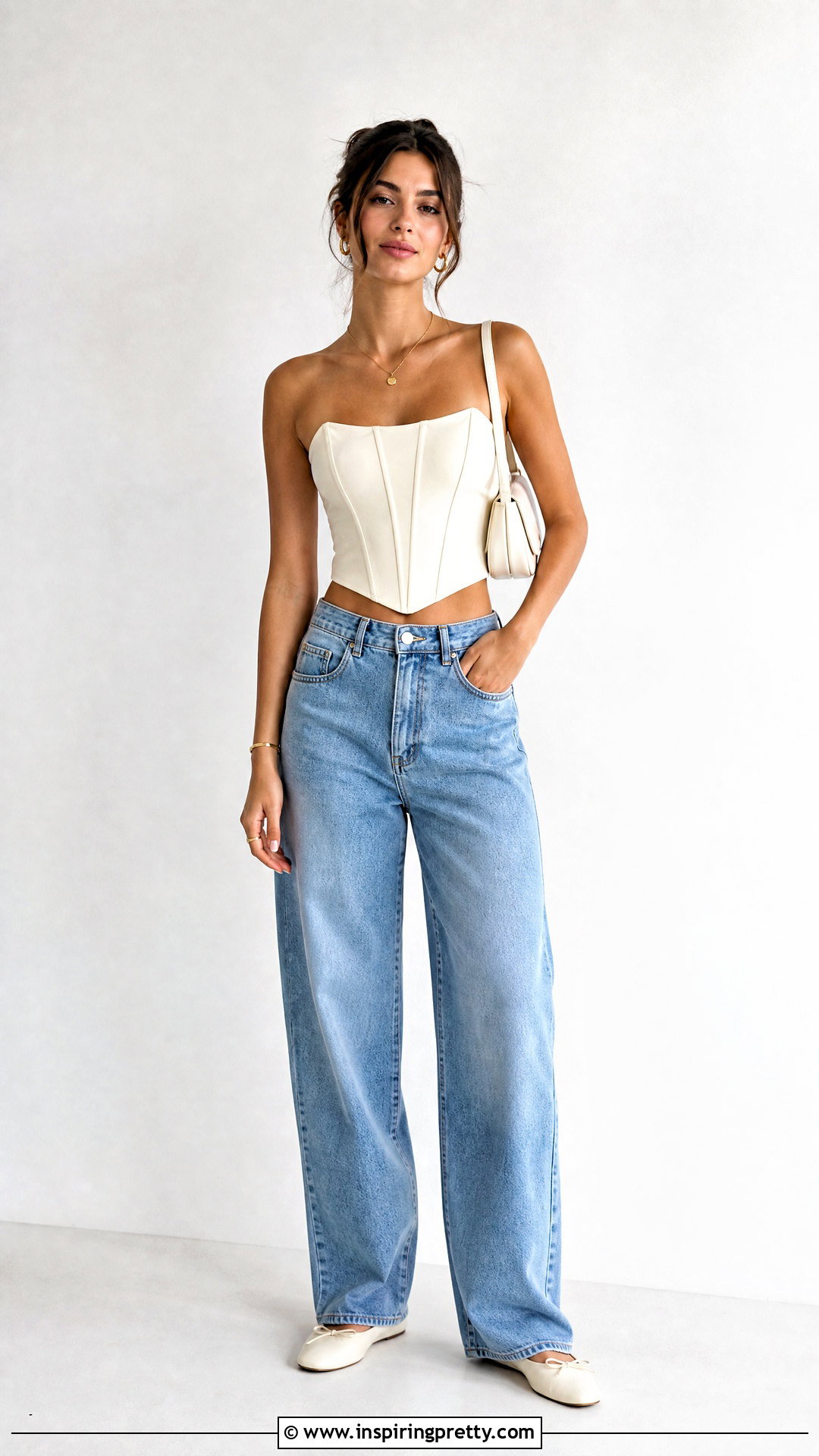 Corset Inspired Crop Top With Relaxed Jeans - 50 como hacer tops cortos