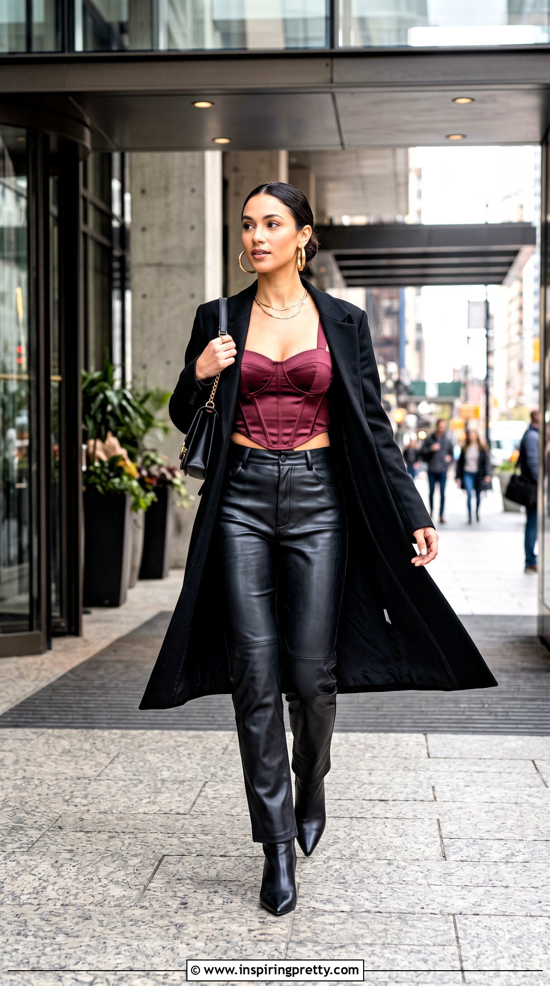 Corset Micro Mini Top With Leather Pants - 25 micro mini tops outfit ideas