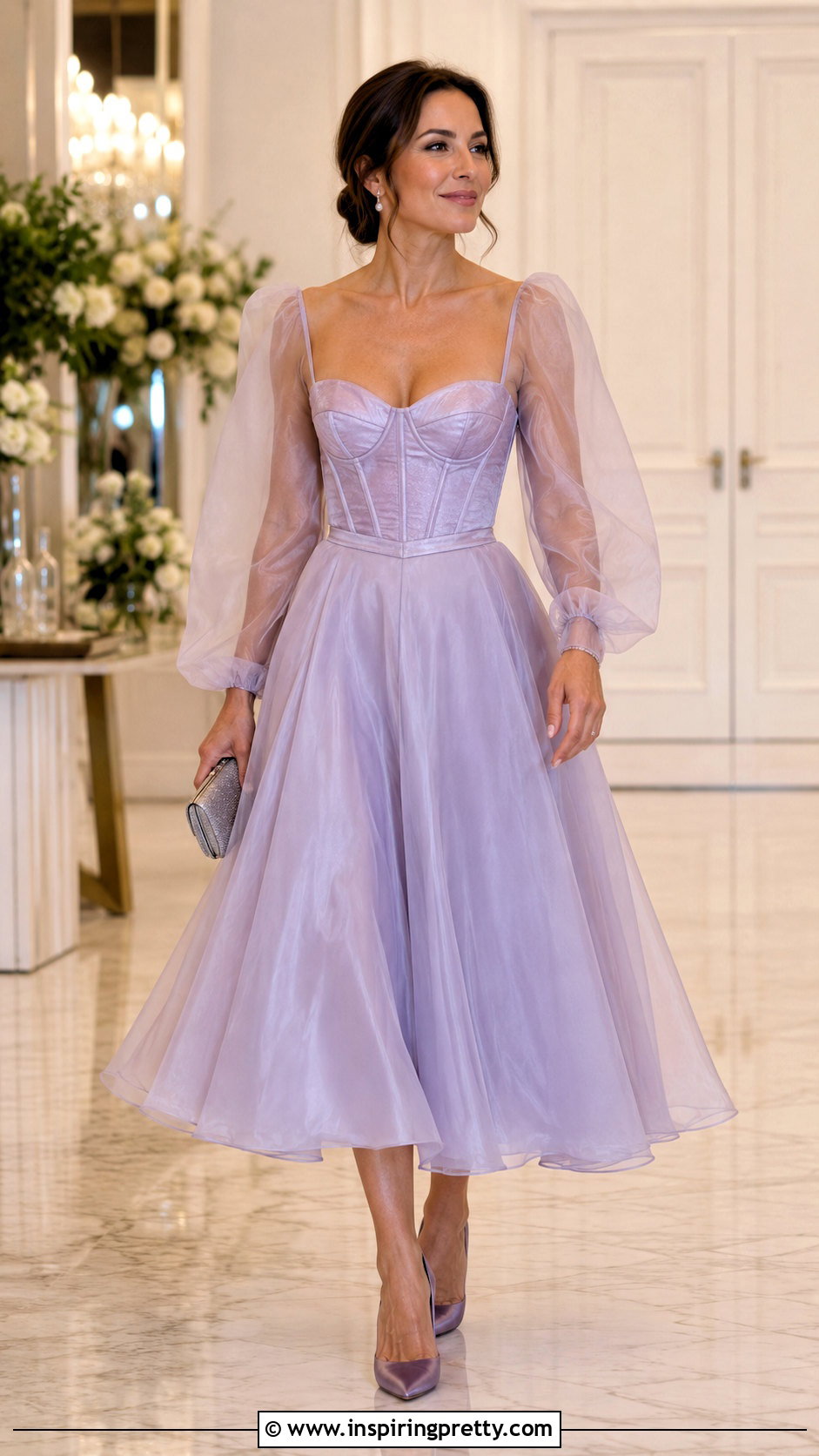 Corset Organza Top With Full Midi Skirt - 50 organza top styles