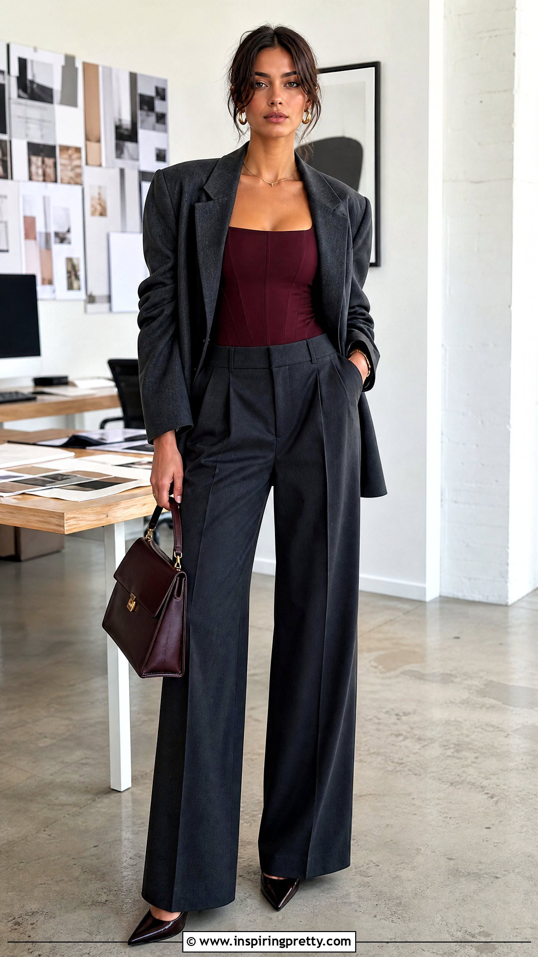 Corset Seam Autumn Top With Blazer And Trousers - 50 autumn tops outfit ideas