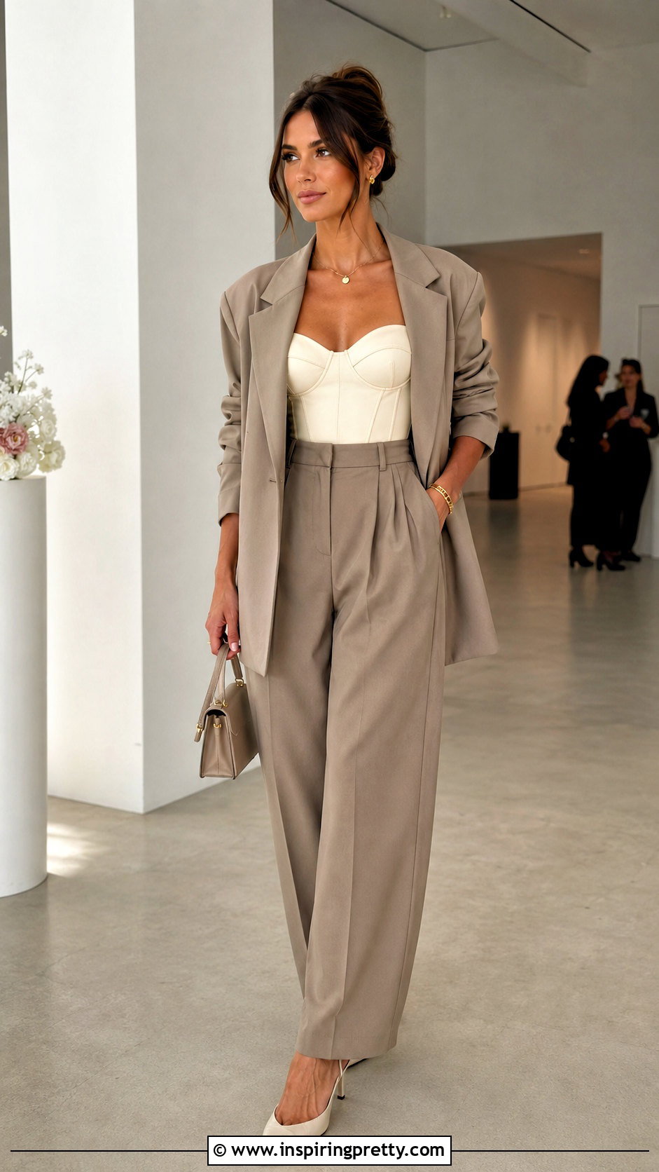 Corset Siren Top With Pleated Trousers - 50 siren top outfit ideas