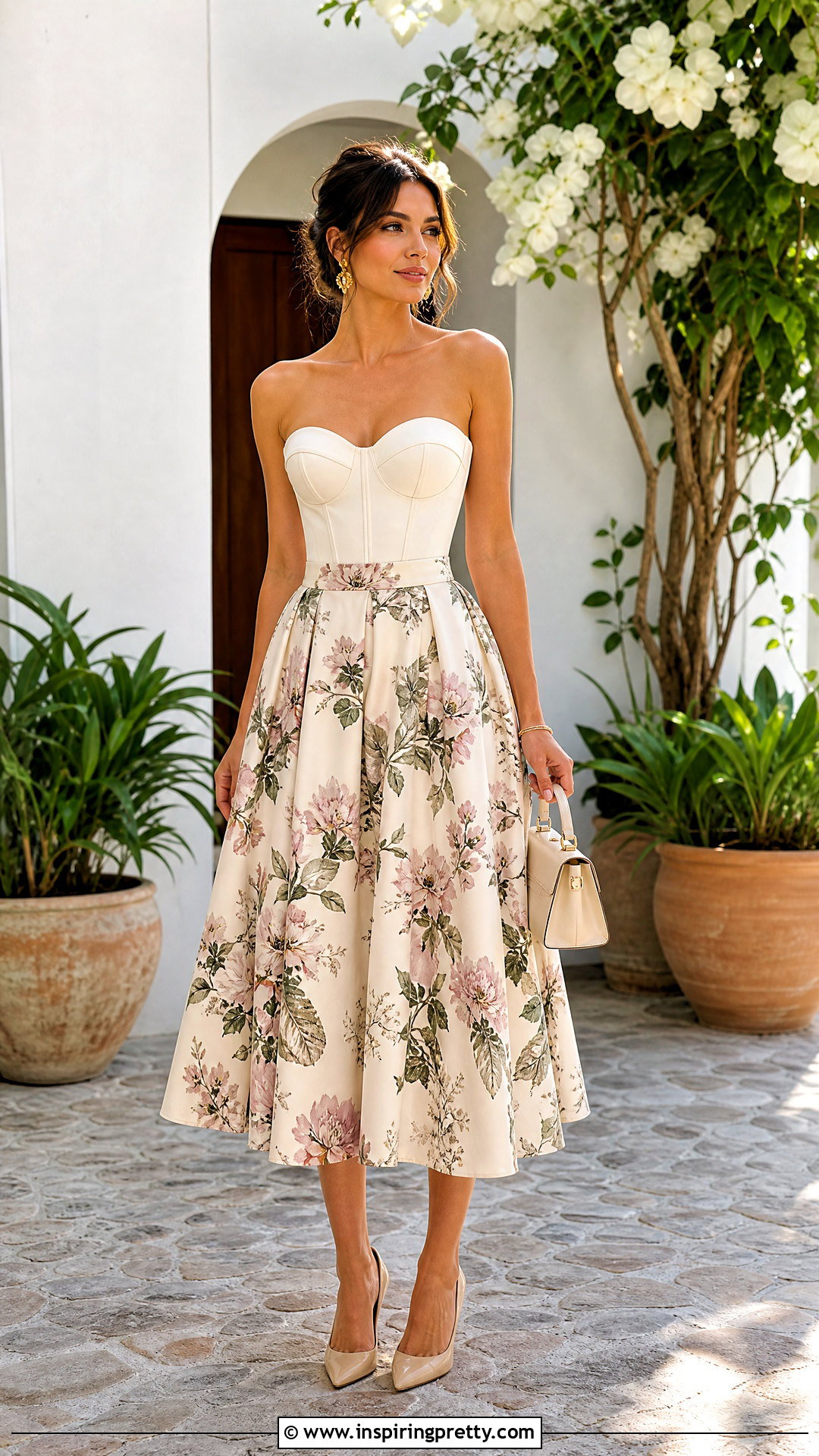 Corset Style Top And Full Midi Skirt Outfit - 50 skirt and top outfits