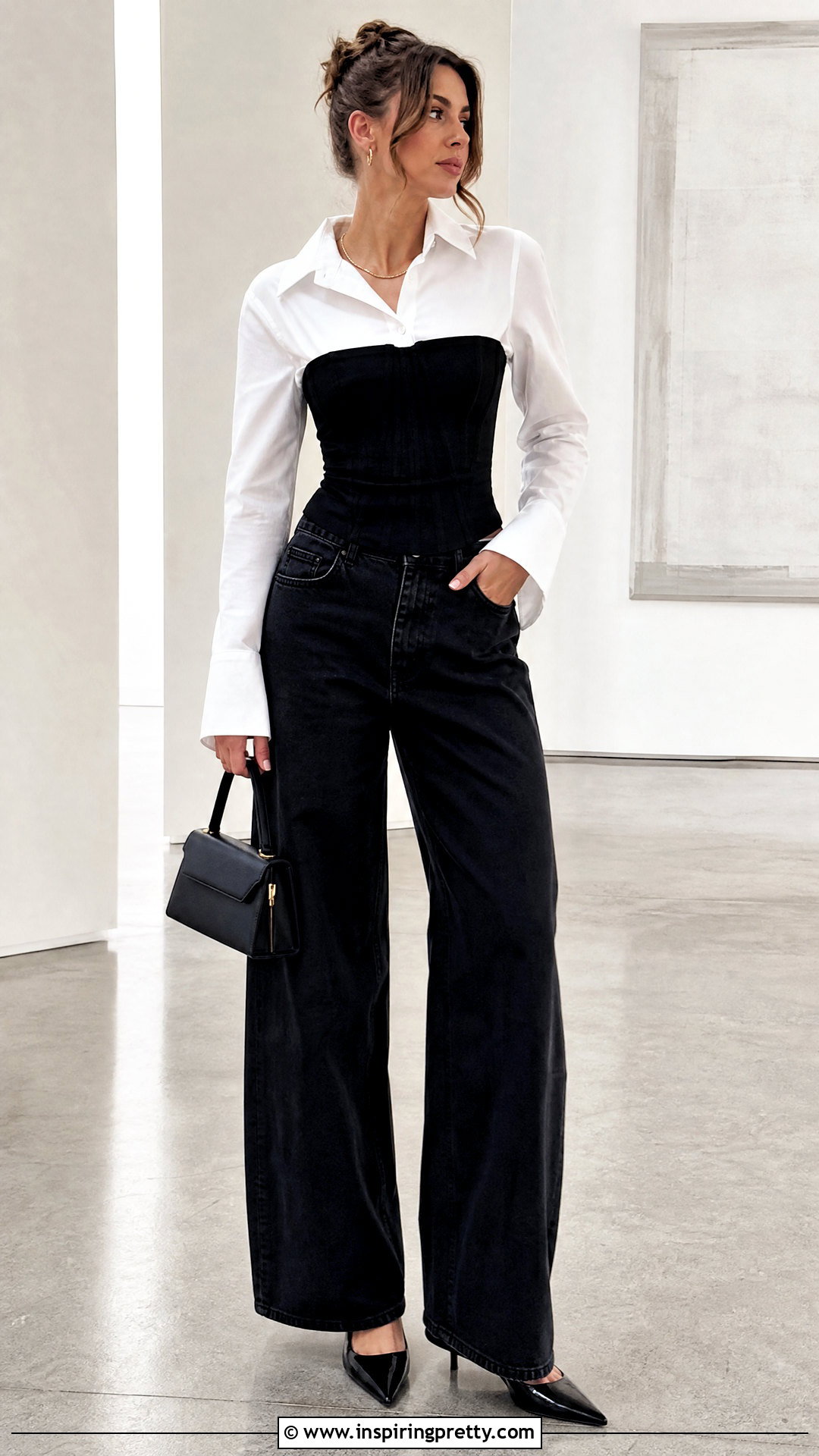 Corset Style Top With Wide Leg Jeans - 50 tops to wear with wide leg jeans